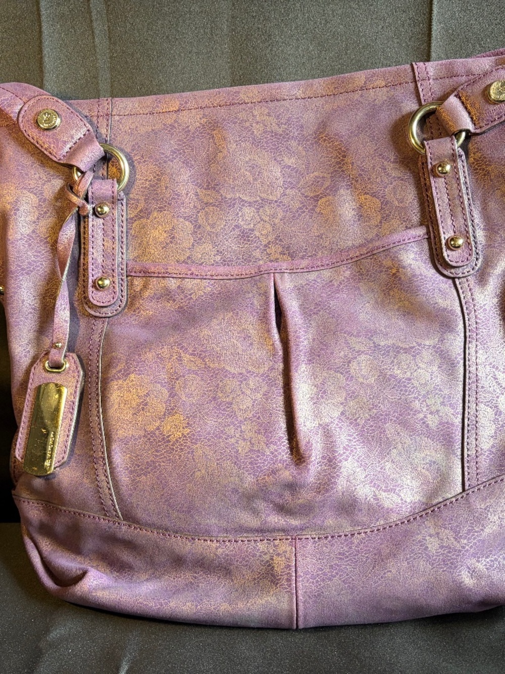 New B.Makowsky Purple Suede Flowers